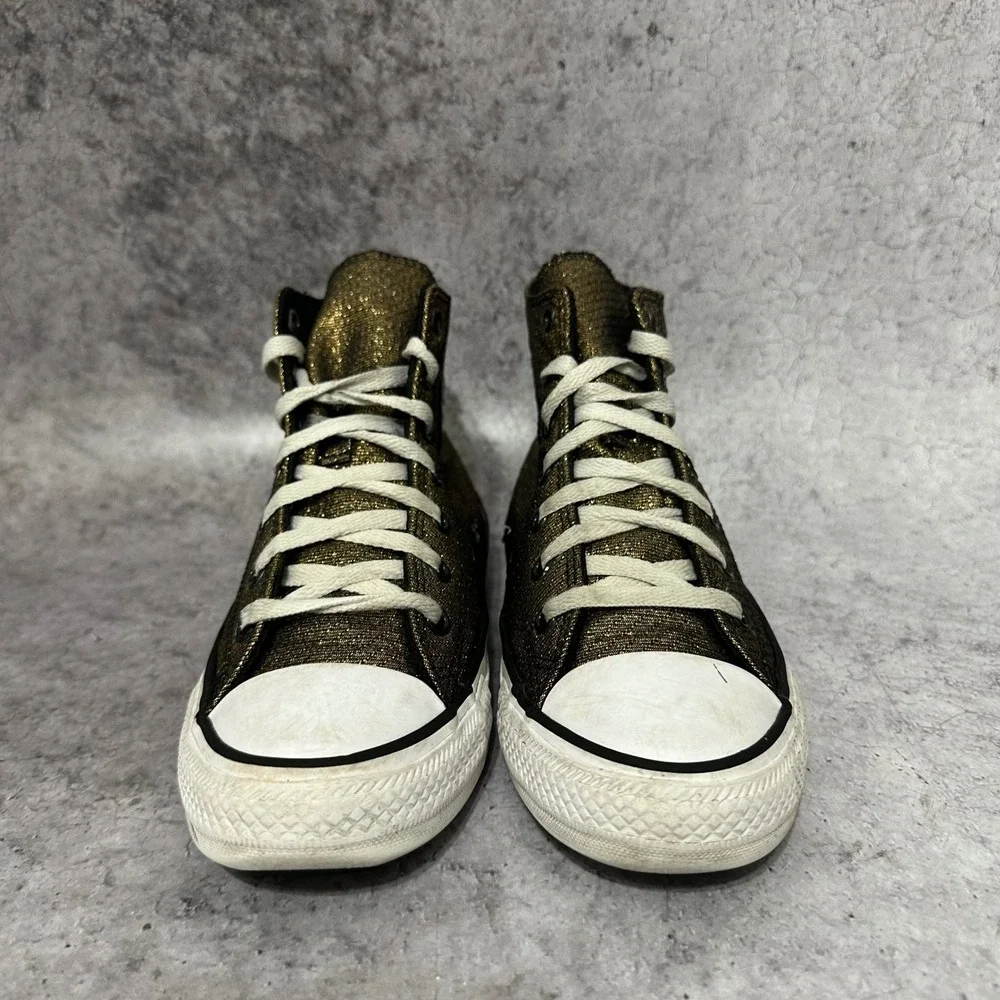 Converse Chuck Taylor All Star Kids Sz 5 Gold Sparkle High Top Sneakers A05388F